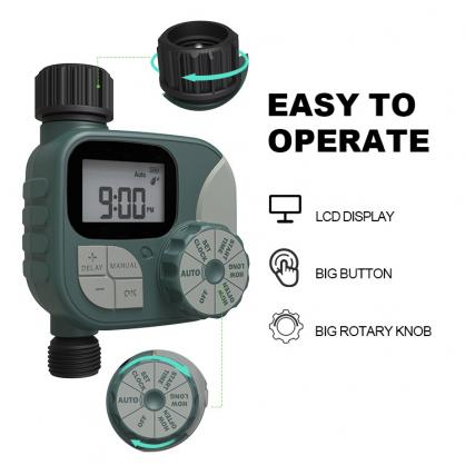 Garden hose watering timer, outlet hose sprinkler timer, programmable hose timer with digital irrigation timer system, battery powered, used for outdoor courtyard, lawn and garden watering