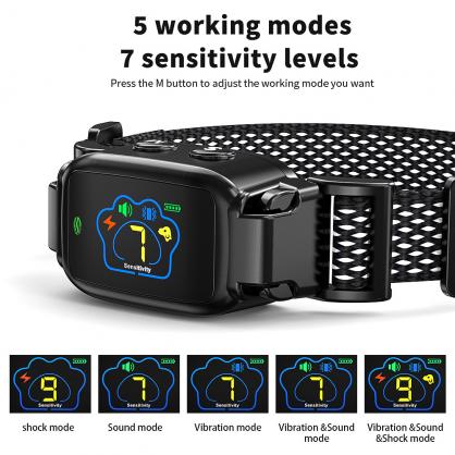 Bark Collar- Smart Dog Bark Collar for Small Medium Large Dogs(15-110lbs), Rechargeable Anti Bark Training Collar with 7 Adjustable Sensitivity, Barking Collar with Beep Vibration Harmless Shock