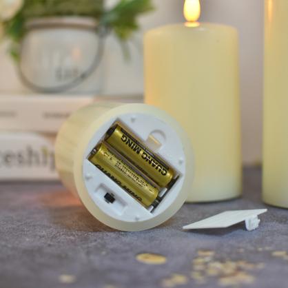Φ7.5cm LED Flameless Wax Candles (3PCS SET) Operated by 2 * AA Batteries (Not Included) Electric LED Pillar Candles with Remote Control Cycling 24 Hours Timer - Real Wax, 3D Wick, Realistic Flickering