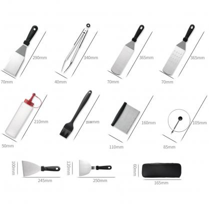 Griddle Accessories Kit, 14Pcs Griddle Grill Accessories Set BBQ Tools Set for Blackstone and Camp Chef, Spatula, Scraper, Griddle Cleaning Kit with Carry Bag for BBQ Teppanyaki and Camping