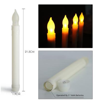 Φ1.9cm x H21.5cm LED Taper Candles Lights With Remote Control & Timer Function (12PCS Pack), Operated by 3 x AA Batteries (Not Included), Lighting up to 150 hours, Flameless Candlesticks with Flickering Flame, No fire risk and messy dripping wax