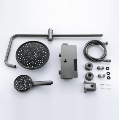 Wall Mount Shower Faucet Set (SUS304 Stainless Steel, Square Shower-head, Bathroom Rainfall Shower System, Shower Trim Kit)
