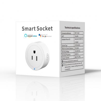US Wifi & Bluetooth Smart Plug,Smart Home Outlet Compatible with Alexa Google Assistant for Voice Control, Remote Control, Timer, Mini Smart Outlet WiFi Socket, No Hub Required