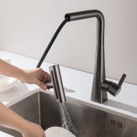 H43cm Kitchen Sink Faucets with Pull Down Sprayer (SUS304 Stainless Steel,3 Water Outlet Modes), Single Handle High Arc Pull Down Kitchen Faucet