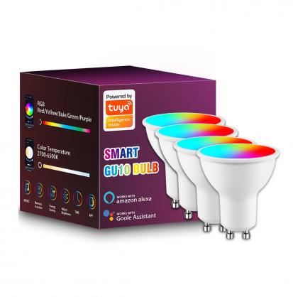 5W GU10 Smart LED Bulb (1PC Pack), multi-functional with RGB Color Changing, dimmable, Syncs with Music, Bluetooth or APP WIFI remote control or support Alexa, Google voice control