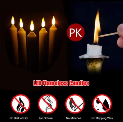 Φ2.1cm x H21cm LED Taper Candles Lights (12PCS Pack), 3 x AA Batteries Operated (Not Included), Lighting up to 150 hours, Flameless Candlesticks with Flickering Flame, No fire risk and messy dripping
