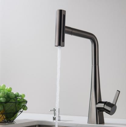 H43cm Kitchen Sink Faucets with Pull Down Sprayer (SUS304 Stainless Steel,3 Water Outlet Modes), Single Handle High Arc Pull Down Kitchen Faucet