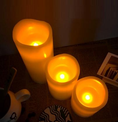 Φ7.5cm LED Flameless Wax Candles (3PCS SET) - Battery Operated Electric LED Pillar Candles with Remote Control Cycling 24 Hours Timer - Real Wax, 3D Wick, Realistic Flickering, Vivid Christmas/Festival/Party Decorative Candle Sets
