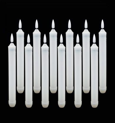 Φ2.1cm x H21cm LED Taper Candles Lights (12PCS Pack), 3 x AA Batteries Operated (Not Included), Lighting up to 150 hours, Flameless Candlesticks with Flickering Flame, No fire risk and messy dripping