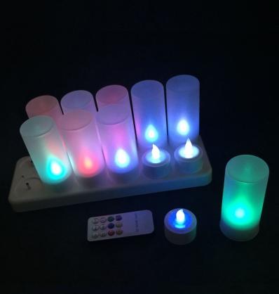 Remote Control Rechargeable LED Candle Tea Lights (Set of 12) - RGB Rainbow Color Changing, Flameless LED Candle Lights - Vivid Flickering Like Real Candles,Battery Operated/Powered Cand