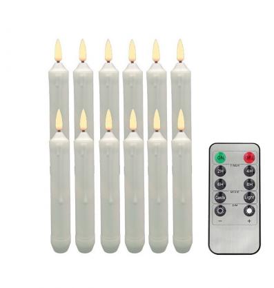 Φ2.1cm * H15.5cm Battery Operated LED Taper Candles Lights (12PCS Pack), 2 x AA Batteries Operated (Not Included), Flameless Flickering Flame