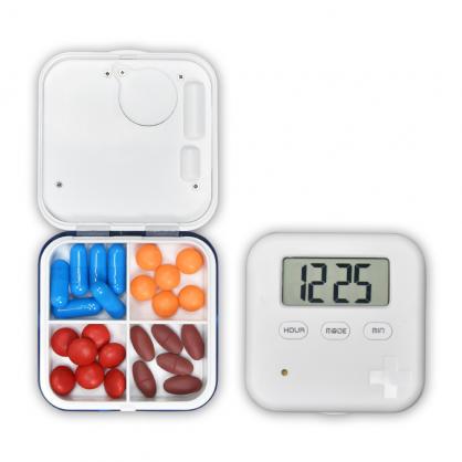 Digital Alarm Pill Box, 4 Large Compartment Pill Box, Large Capacity Medicine Organizer for Vitamins, Supplements, Electronic Pill Dispenser - Blocking Out The Sun and Sealing Design