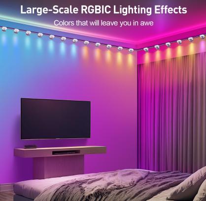LED Smart String Downlights (Indoor Use), LED String Lights Works with Alexa, RGBIC Color Changing Indoor Wall Light Fixture for Party, Music Sync