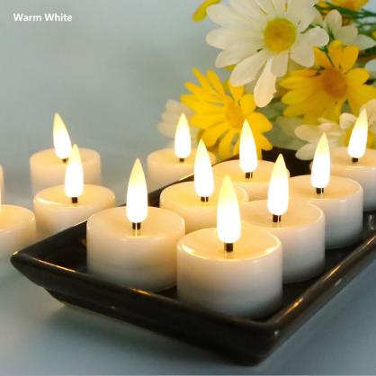 Φ3.6cm * H4.6cm LED Tea Light Candles Button Battery Operated(12PCS Pack) -Powered By CR2032 Battery (Battry is Included) - Lasting up to 90 hours