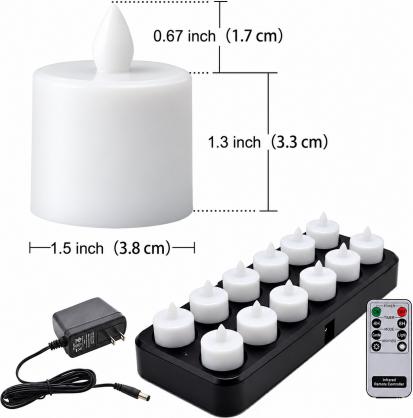 Inductive Rechargeable LED Tealight Candles (12PCS Set) - Flameless Electronic Candle Lights with 8-keys Timer Remote Controller