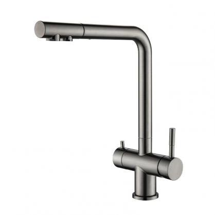 H35cm Kitchen Sink Faucets with Pull Down Sprayer (SUS304 Stainless Steel,3 Water Outlet Modes), Single Handle High Arc Pull Down Kitchen Faucet