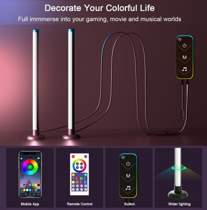 RGBIC LED Light Bars, 15 Inches TV Backlight with Double Light Beads, Smart Light Bars with Multiple Placement Options Suitable for 45-70 inch TVs (Optional