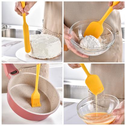 Silicon Cake Making Set,Silicone Spatula Set (6-in-1), 6 Piece High Heat Resistant Silicone Spatulas, Food Grade BPA Free, Non-Stick Rubber Spatula Kitchen Utensils for Cooking, Baking, Mixing