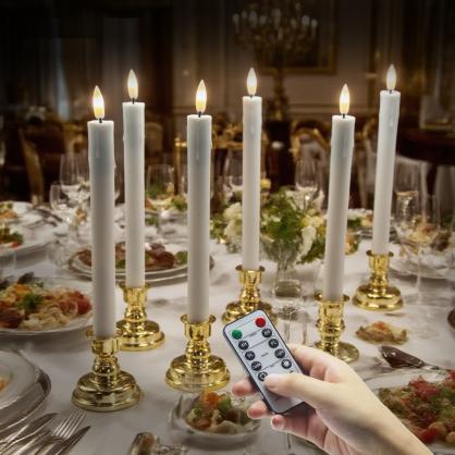 LED Flameless Taper Candles with USB Cable (6PCS Pack), 50+ Hours Lasting, Flameless Candlesticks for Festivals & Home Decoration, Rechargeable Batteries or AAA Batteries Operated Version For Your Options
