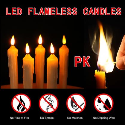 Φ2.0cm * H15.8cm LED Taper Candles Lights (Optional 6PCS/12PCS Pack), 2 x AA Batteries Operated (Not Included), Flameless Candlesticks with Flickering Flame, Lighting up to 150 hours, No fire risk and messy dripping wax or stained tablecloths, Safe for Kids & Pets, Idea Decoration for home parties, Halloween, Christmas, Wedding etc.