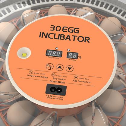 30-Egg Automatic Incubator with Egg Turning, Temp Control, Humidity Display & LED Candler for Chicken, Quail, Parrot Eggs