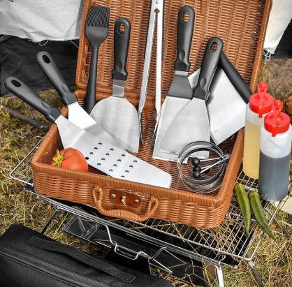 Griddle Accessories Kit, 14Pcs Griddle Grill Accessories Set BBQ Tools Set for Blackstone and Camp Chef, Spatula, Scraper, Griddle Cleaning Kit with Carry Bag for BBQ Teppanyaki and Camping