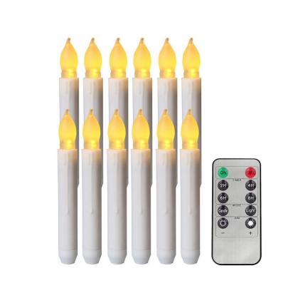 Φ2.1cm x H16.5cm LED Taper Candles Lights With Remote Control & Timer Function (12PCS Pack) , 2 x AA Batteries Operated (Not Included)