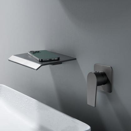 SUS304 Stainless Steel Wall Mounted Bathtub/Washbasin Faucet with waterfall effect wide water outlet, Single Handle for Hot and Cold Water Adjustment