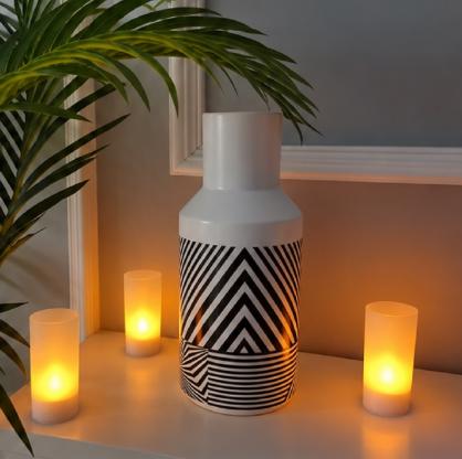 Inductive Rechargeable LED Candles (4PCS Set), Wireless Induction Flameless Flickering Tea Lights, Warm White Color, Battery Operated/Powered Electric Candles,No Wax No Mess, No Fire Risk, Windproof