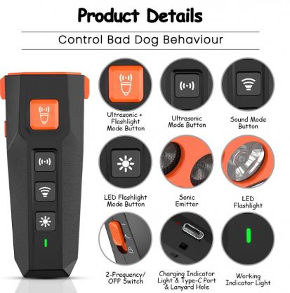 Dog Bark Deterrent Device,Anti-Bark Devices for Dogs,No More Barks Dog Training Tool-Most Effective Dog Behavior Aid- Barking Eliminator Indoor/Outdoor, Dog Silencer/Behavior Corrector