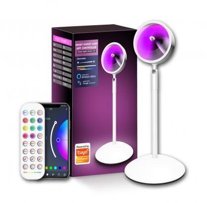LED Ambient Sunset Projector Lamp (WIFI+Bluetooth+24key Remote Controller), 16 Colors Sunset Projection Lamp with Remote Control, Multiple Colors Projector Light for Photography, Selfie, Home and Bedroom Decor