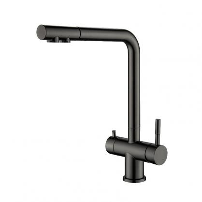 H35cm Kitchen Sink Faucets with Pull Down Sprayer (SUS304 Stainless Steel,3 Water Outlet Modes), Single Handle High Arc Pull Down Kitchen Faucet