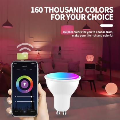5W GU10 Smart LED Bulb (1PC Pack), multi-functional with RGB Color Changing, dimmable, Syncs with Music, Bluetooth or APP WIFI remote control or support Alexa, Google voice control