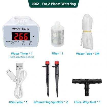 Automatic Plant Water Timer, Watering System Indoor, Drip Irrigation System with Timer for N Potted Plants, Suitable for House Garden Balcony Office, Battery Powered, with No-Water or Low-Battery Alarms