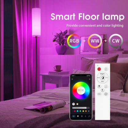 9W RGBW Multifuntional & Dimmable LED Smart Floor Lamp with Remote Control,Compatible with Alexa, Google Home (For America & Canada Only)