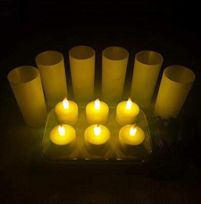 Inductive Rechargeable LED Candle TeaLight (6PCS SET) - Wireless Indudction Flameless LED Candle Lights - Flickering Amber,Battery Operated/Powered Candles,No Wax No Mess, No Fire Risk
