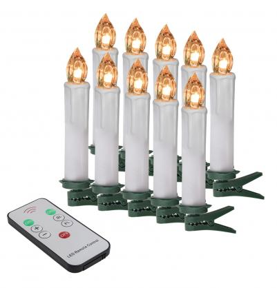 LED Flameless Taper Candles with Remote Control and Removable Clips,Flickering 4 Inches Birthday Candles,Set of 10 Warm White Candle for Christmas, Chandelier, Mini Wedding Taper Candles