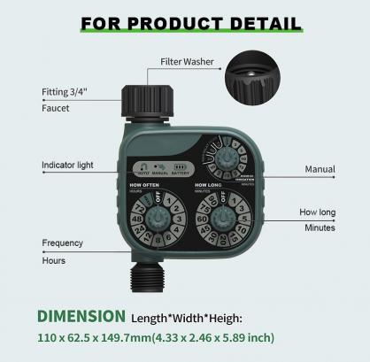 Water spray timer, 3-digital hose timer for watering, garden hose water timer, drip irrigation timer for hoses Programmable outdoor lawn with rain delay/manual/automatic watering system