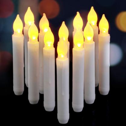 Φ2.1cm x H16.5cm LED Taper Candles Lights With Remote Control & Timer Function (12PCS Pack) , 2 x AA Batteries Operated (Not Included)