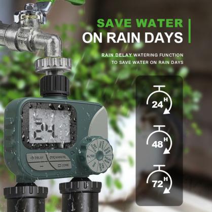Watering hose timer, sprinkler timer, garden faucet irrigation timer controller, programmable automatic watering system/manual/rain delayed watering timer, IP54 waterproof