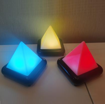 LED Pyramid Mood Light - Battery Operated/Powered (Not Included In Package) - 9 Lighting Models of Glow Morphing/Color Changing or Solid Colors