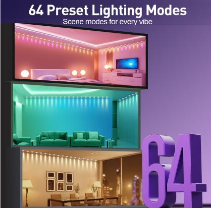 LED Smart String Downlights (Indoor Use), LED String Lights Works with Alexa, RGBIC Color Changing Indoor Wall Light Fixture for Party, Music Sync