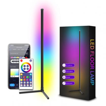 LED Corner Floor Lamp, RGB LED Corner Lamp with Music Sync, Smart App and Remote Control Color Changing Ambience Light with 16 Million Colors for Bedroom, Living Room Gaming Room