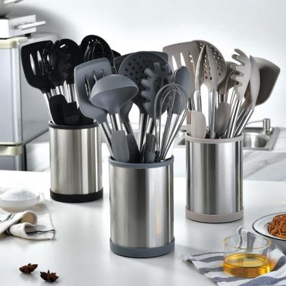 12 PCS Kitchen Cooking Utensils Set, Non-stick Silicone Kitchen Utensils Set Heat-resistant Stainless Steel Handle, BPA-Free, Cooking Tool Mixing Kitchen Tool Set
