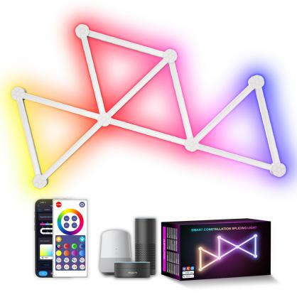Smart DIY LED Wall Lights, Wi-Fi & Bluetooth Connection & Pairing then APP & Music Sync Voice Control,RGB Light Bar with 16 Million Optional Colors & 44+ Scenes, Dimmable Home Decor Wall Light for Gaming Room TV Bedroom (6/12 Pack Optional)