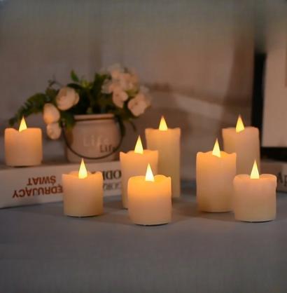 Φ5.0cm Battery Operated Electronic LED WAX Tealight Candle Set (6 Pack)