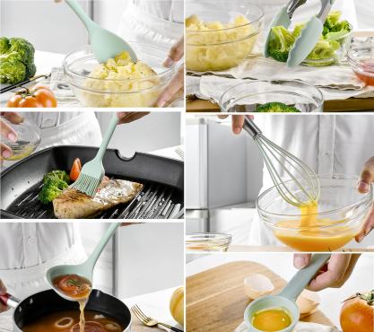 Kitchen Utensils Set-12 Pieces Silicone Cooking Utensils Set (Dishwasher Safe) 392°F Heat Resistant Spatula Set,Kitchen Utensil Set for Nonstick Cookware,Best Kitchen Tools with Holder(BPA Free)