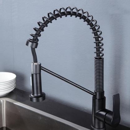 H66cm Kitchen Faucet with Pull Down Sprayer, Two Water Outlet Modes, Spring Single Handle Faucet for Kitchen Sink, 360-degree Rotation, SUS304 Food Grade Stainless Steel, Brushed Nickel