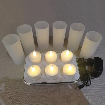 Inductive Rechargeable LED Candle TeaLight (6PCS SET) - Wireless Indudction Flameless LED Candle Lights - Flickering Amber,Battery Operated/Powered Candles,No Wax No Mess, No Fire Risk