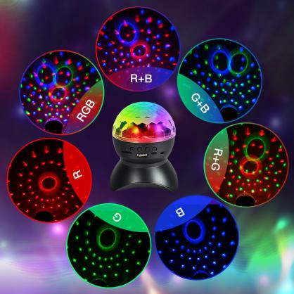 LED Party Lights with Bluetooth Speaker RGB Stage Lights, Disco Ball Light, USB Cable Charge, Portable Crystal DJ Strobe Light for Xmas KTV Club Pub Show Home Theater